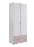 Зефир Шкаф двухдверный 120.01/белое дерево/пудра розовая (эмаль)