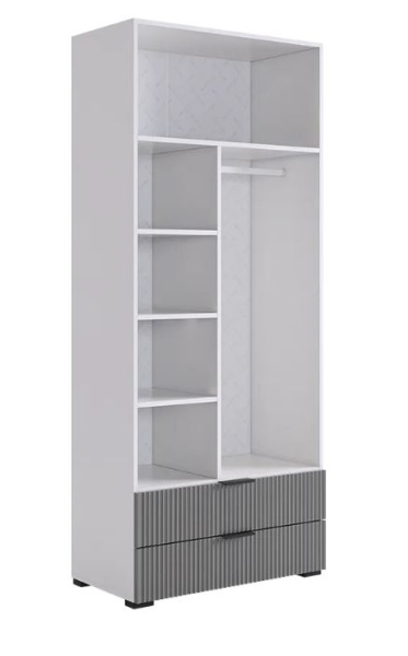 Зефир Шкаф двухдверный 120.01/белое дерево/серый (эмаль)