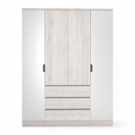 Шкаф ВЕНСЕН Сосна Лофт 4-х дв., 3 ящ, Зеркало / Сосна Лофт 