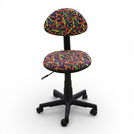 Кресло Логика (пластик WH,Ткань, KiD'S, №16 (карандаши),О,PL 540, б/подл, ролик белый)