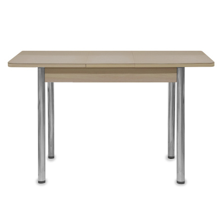 Стол Айсберг-мини СТ,960(1260),ЛДСП Дуб молоч,Стекло Капучино,СОЗВЕЗДИЕ/нога ПРЯМА хром 4