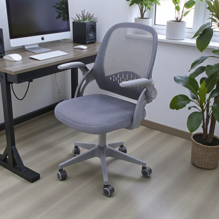 Кресло офисное 8390M-GR сетка,тканьYKX-00DW-MD/YKX-00SW-MD газлифт.нейлон