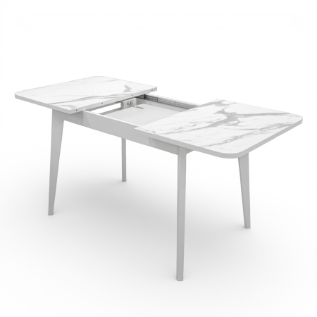 Стол Бриз-2 1100(390)*740 Пластик, 005 Венато (Мрамор белый), подстолье дерево,эмаль белая
