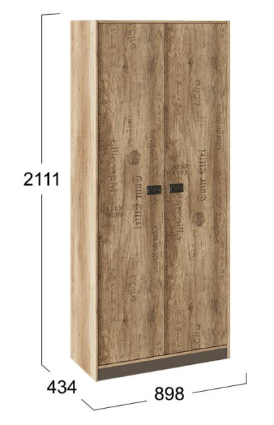 Пилигрим Шкаф для одежды ТД-276.07.22 (Дуб Каньон светлый, Фон серый)