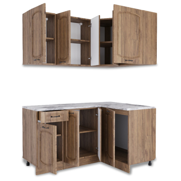 Угловая кухня РАВЕННА Дуб крафт / Орех антик 1,5м