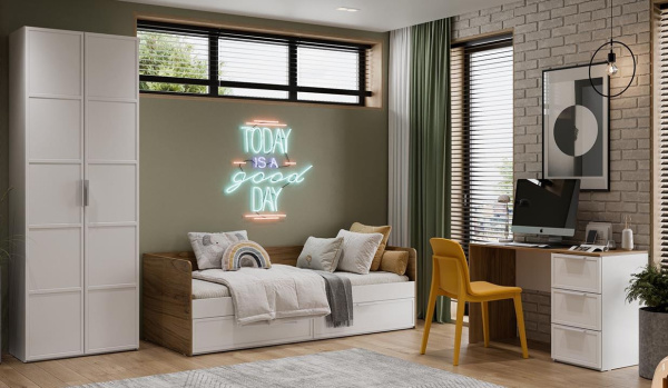 Стелла Стол письменный Белый холст/Белый жемчуг/Яблоня Беллуно