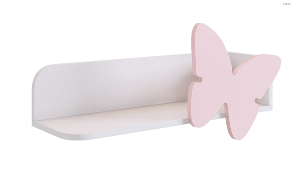 Полка навесная Бабочка (белое дерево/пудра розов(эмаль)