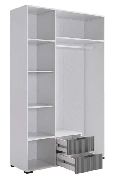 Зефир Шкаф трехдверный 109.02 белое дерево/серый (эмаль)