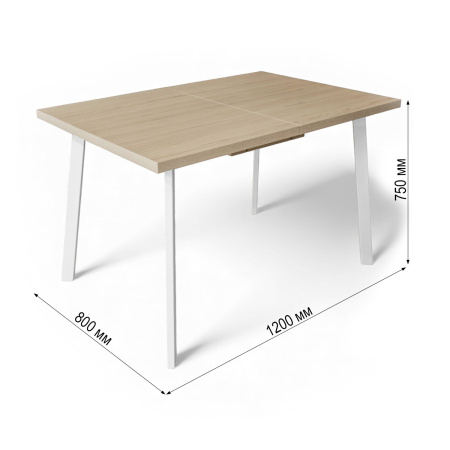 Стол Дублин CRAFT 32 ,1200(+380)*800,бабочка,(ЛДСП Туя), В2/белый