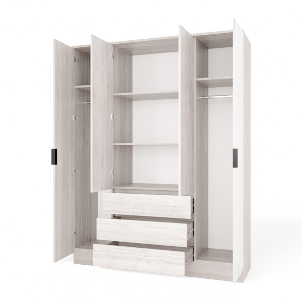 Шкаф ВЕНСЕН Сосна Лофт 4-х дв., 3 ящ, Зеркало / Сосна Лофт 