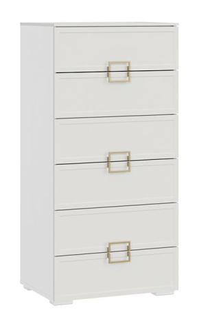 Стелла Комод Белый холст/Белый жемчуг