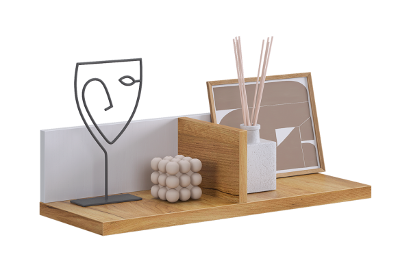 Полка навесная  Хюгге белое дерево/дуб крафт золотой