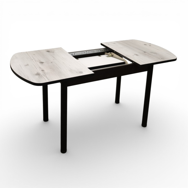 Стол Фаворит 1100(+400)*700 Пластик Бискайск.сосна,бабочка(B5)/ЛДСП бодега темн+опоры(черн)