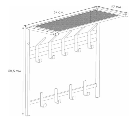 Вешалка Торонто 22 с полкой 2-х ярусная металл Белый *670
